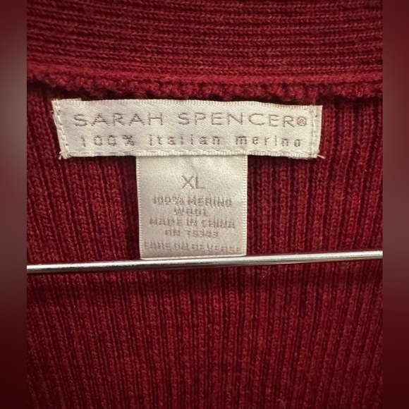 Sarah Spencer Burnt Red Merino Knit Tie Cardigan, size XL - Picture 2 of 7